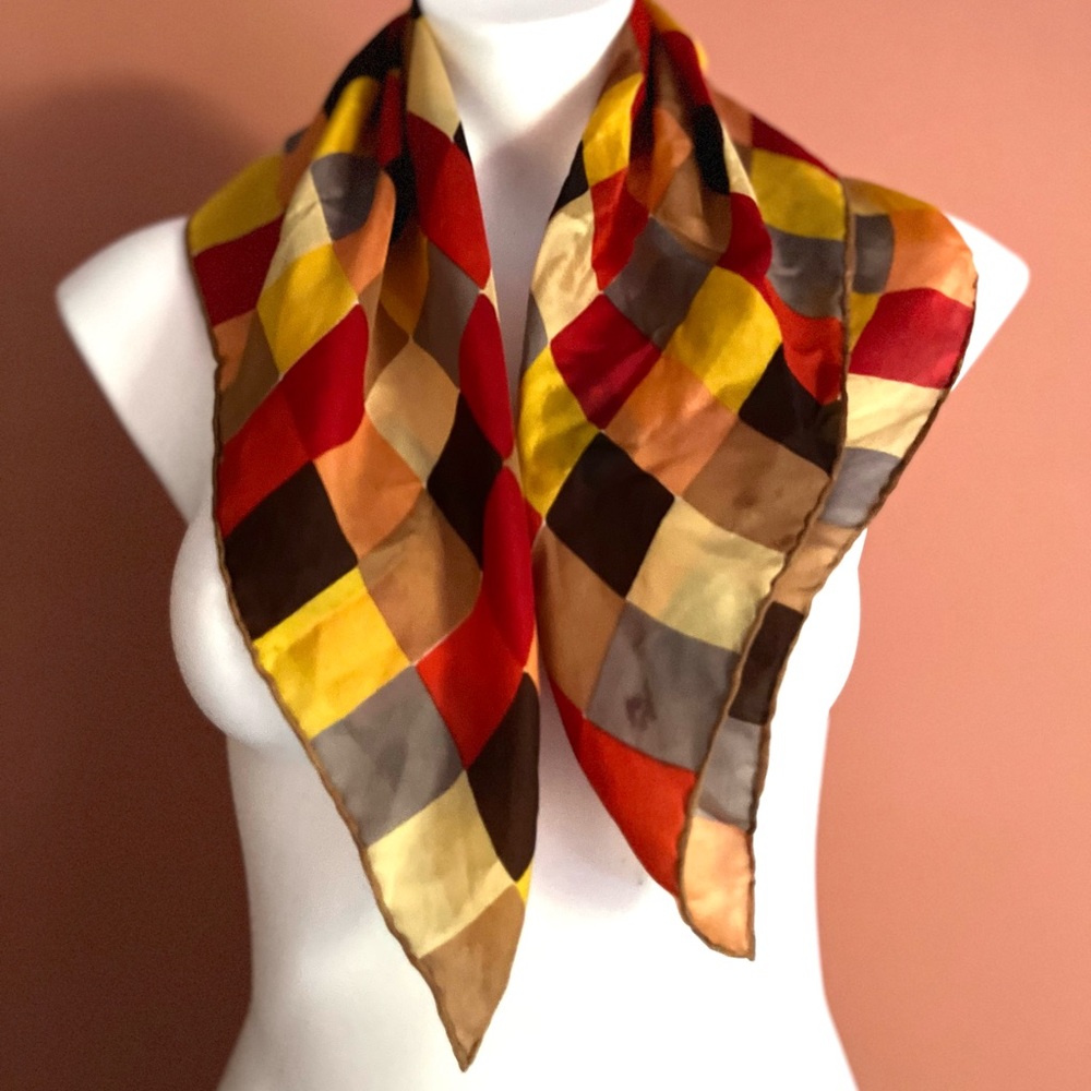 Schiaparelli Vintage Color Block Square Silk Scarf - Picture 3 of 8